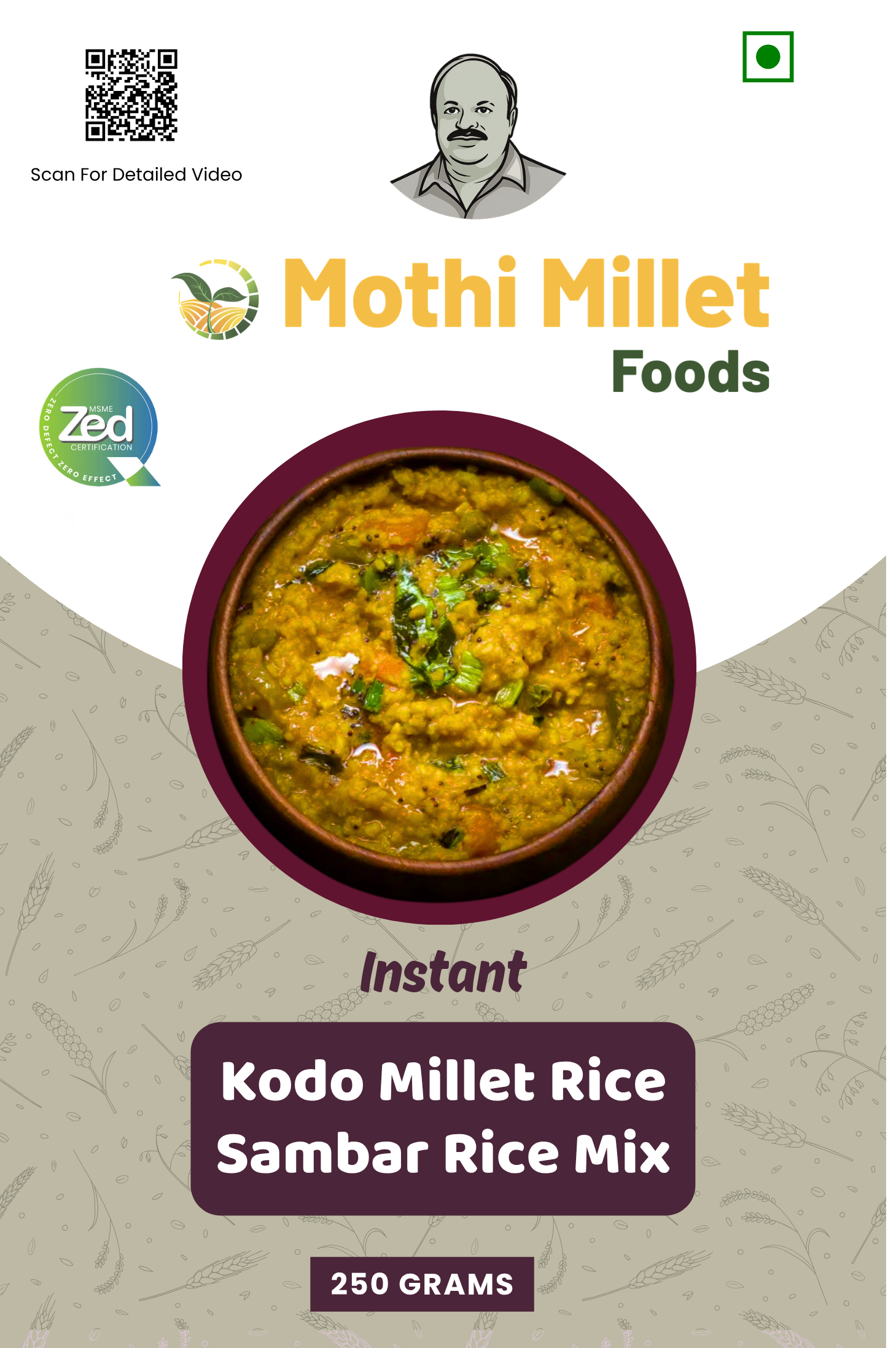 Mothi Millet Instant Kodo Millet Rice Sambar Rice Mix – 250g - Image 3